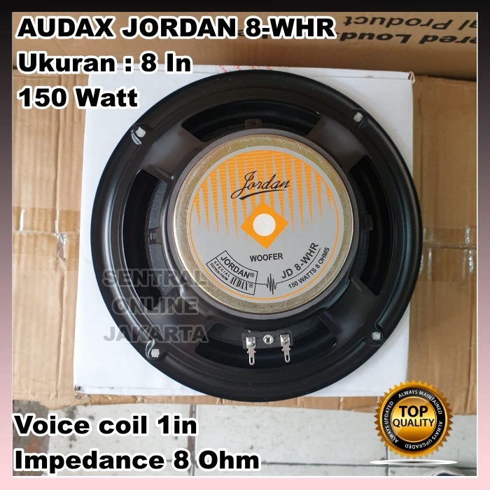 SPEAKER WOOFER JORDAN AUDAX 8in 8inch WOOFER JD 8 WHR 150 WATT ORIGINAL