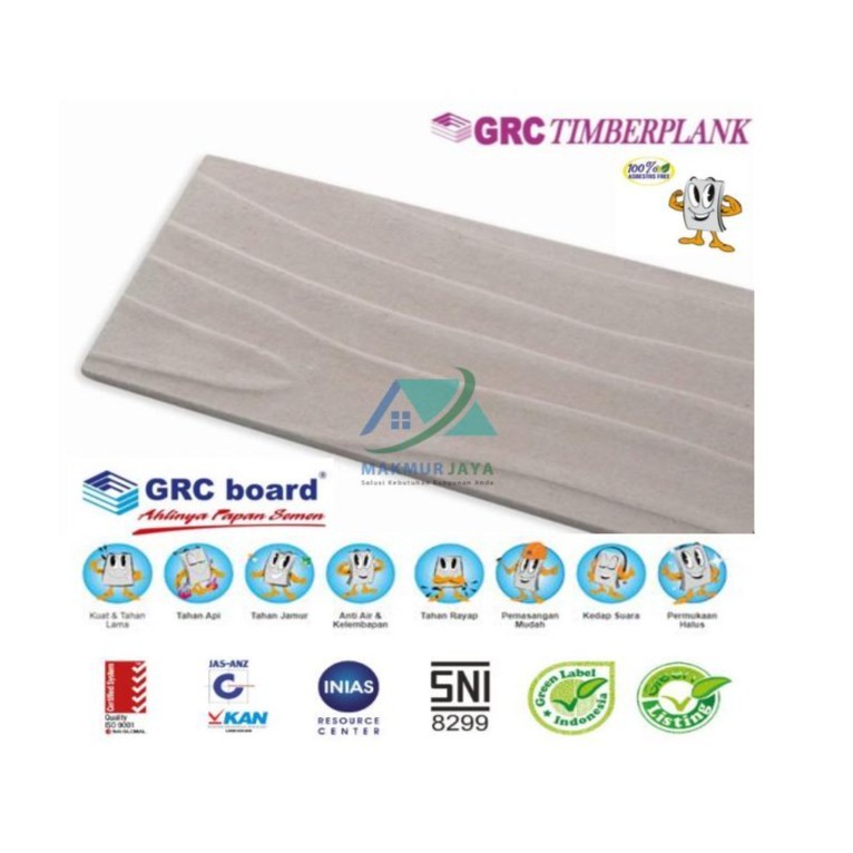 GRC Timberplank Urat Kayu 30 cm / Lisplang GRC 8 mm x 300 mm x 4000 mm