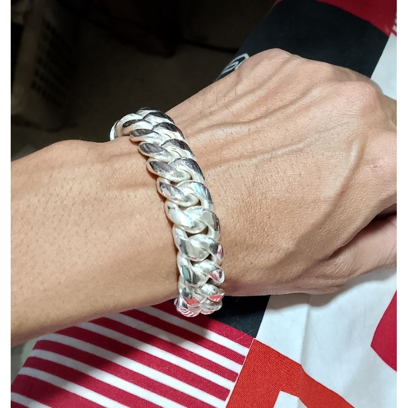 Gelang sisik naga 14mm besar (perak murni asli)