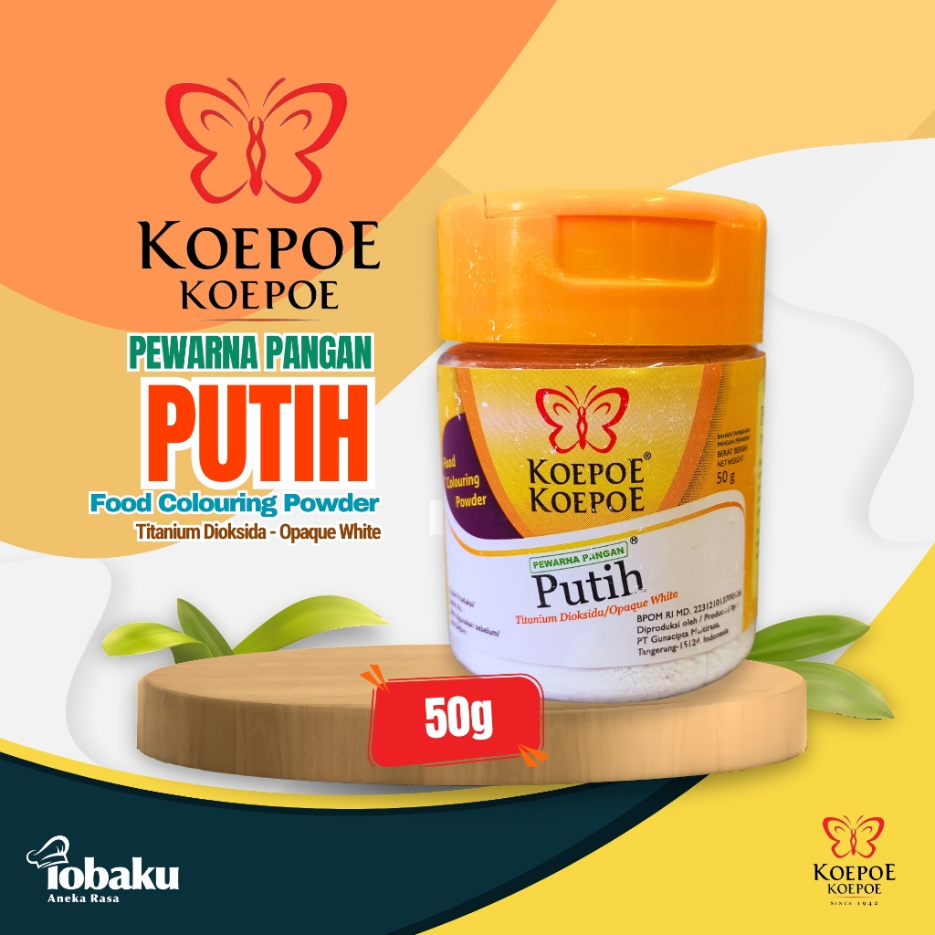 

KOEPOE KOEPOE Pewarna Pangan PUTIH (Titanium Dioksida : Opaque White) - Food Colouring Powder 50g