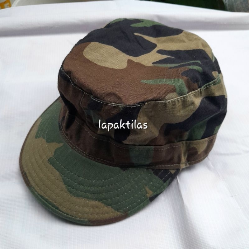 Topi Komando Vintage Cap Combat Woodland Issue Us Army Twill Original Second