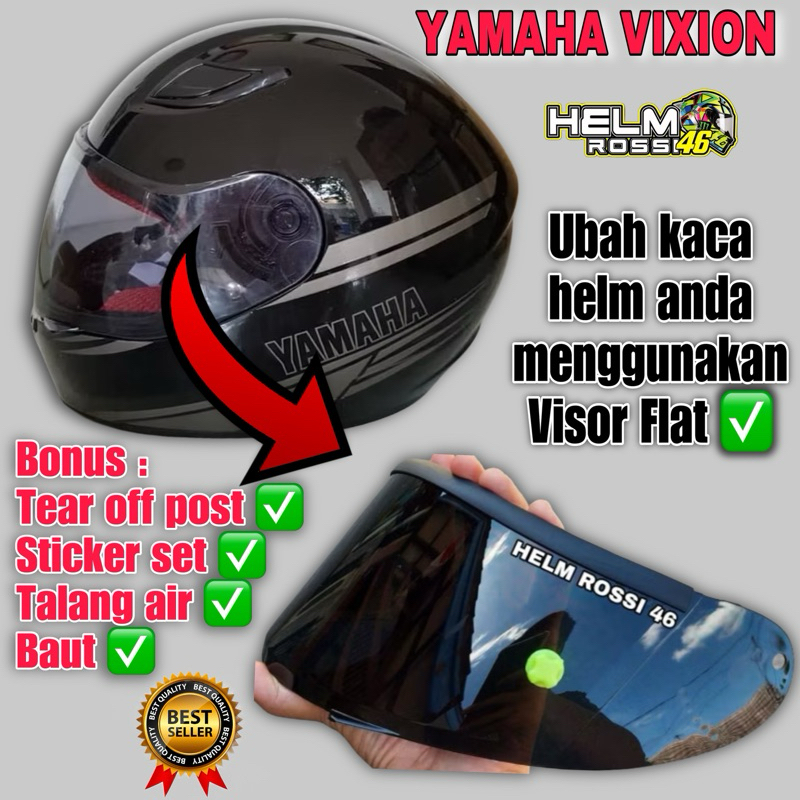 Kaca Visor Flat Iridium Yamaha Vixion Cargloss || plus top dan talang air