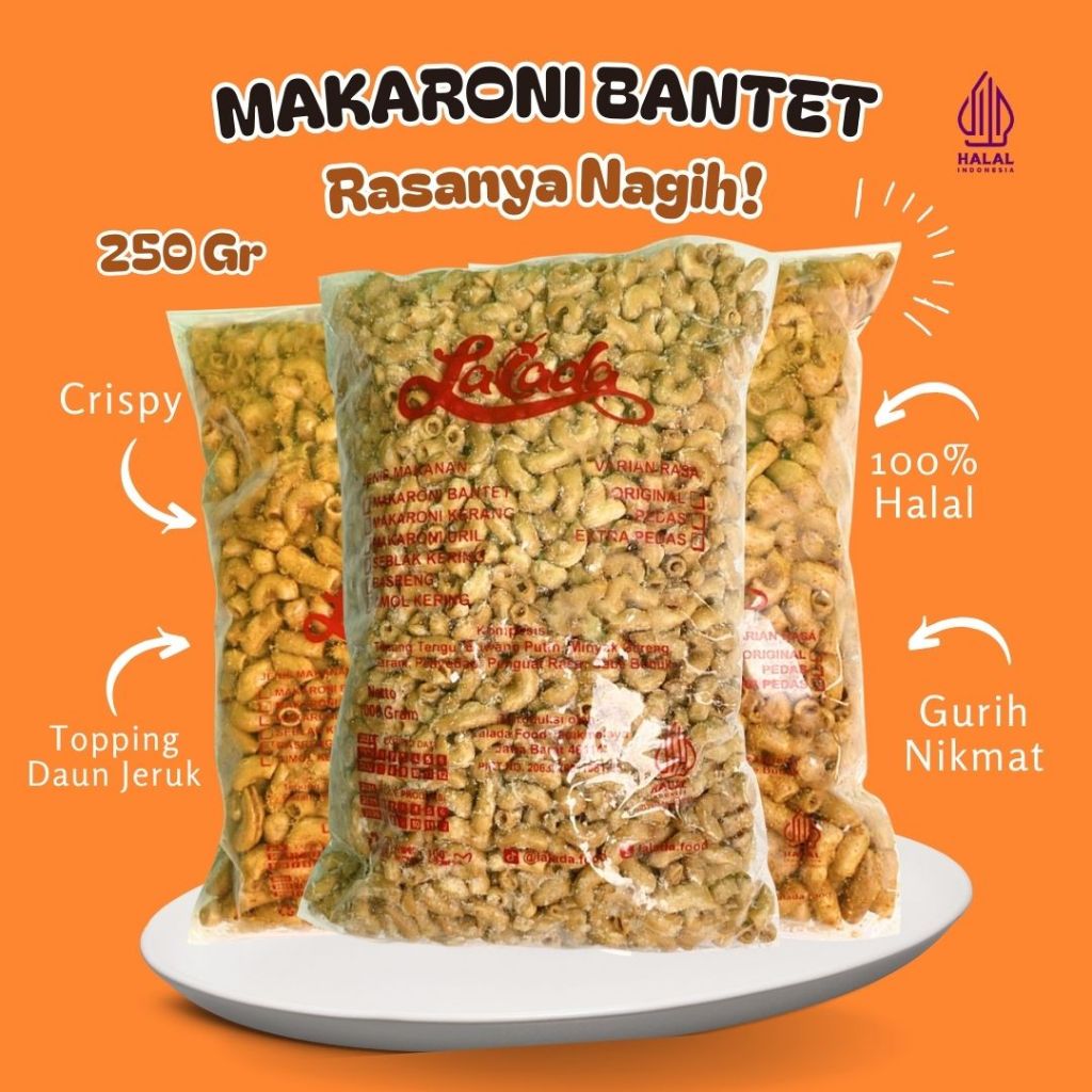 

LALADA - Makaroni Bantet Camilan Kemasan 250 Gram Gurih Renyah