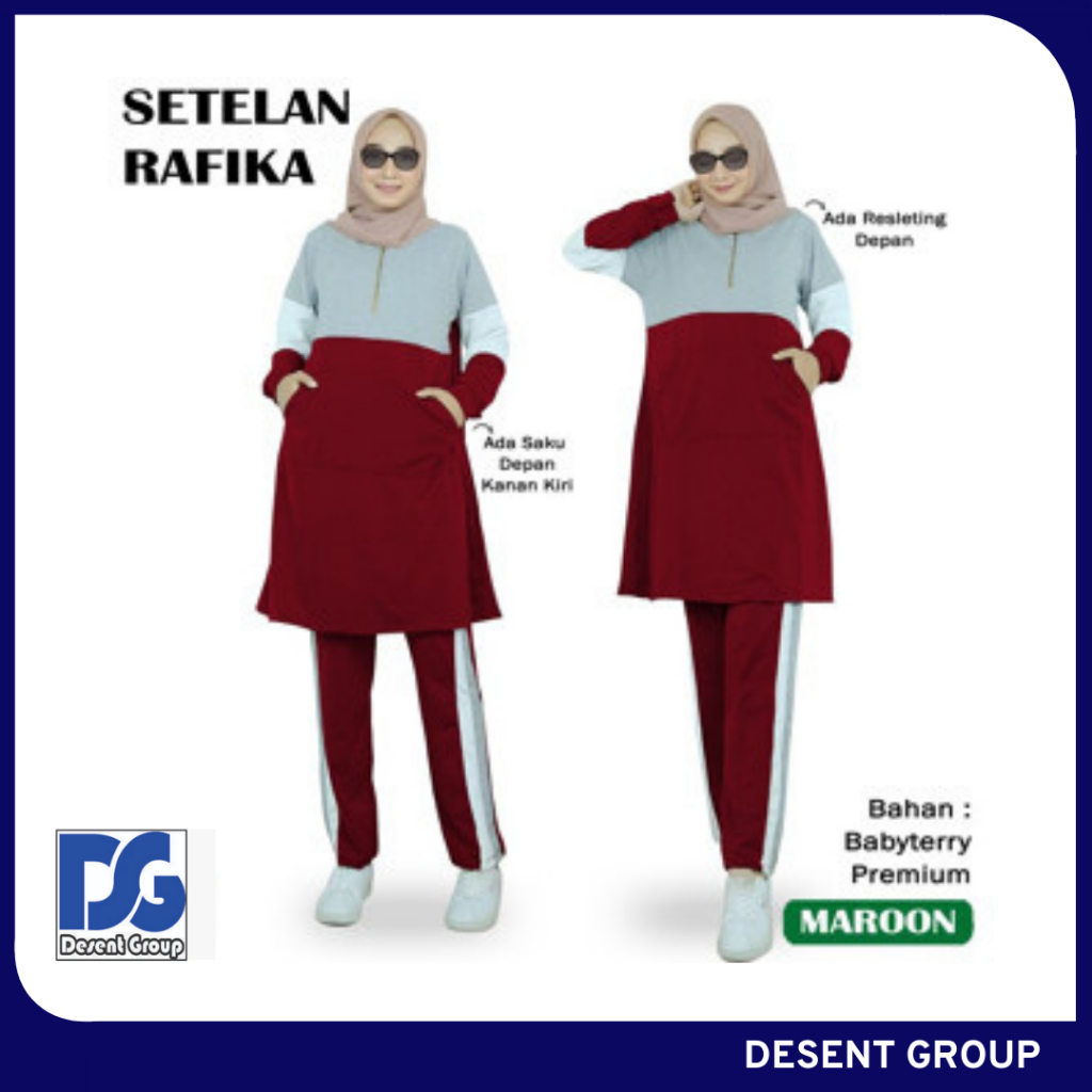 Setelan Training Muslimah Lengan Panjang Baju Senam Wanita Babyterry Tebal Adem Modis