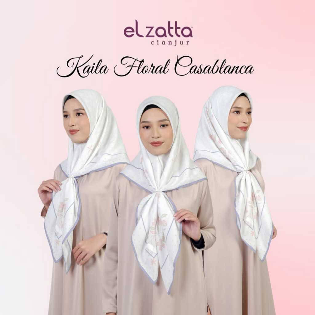 ELZATTA SEGI EMPAT KAILA FLORAL CASABLANCA BAHAN VOAL  MOTIF BUNGA  ELZATTA SCARF ELZATTA SEGI EMPAT