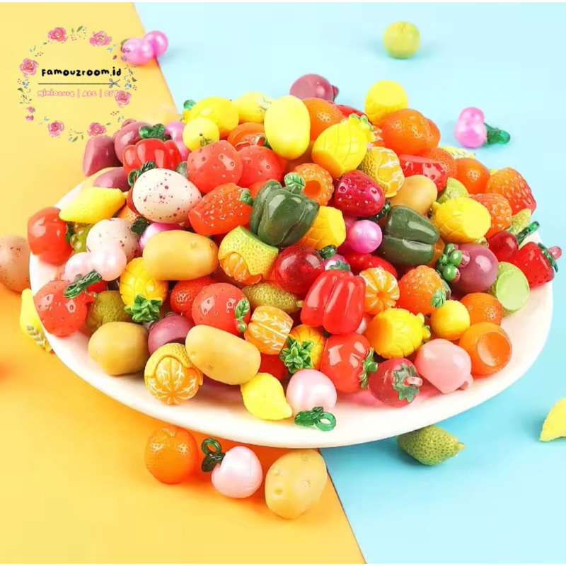 Miniatur Buah-Buahan - Resin Buah untuk Scrapbook - Hiasan DIY Aksesoris Flatback