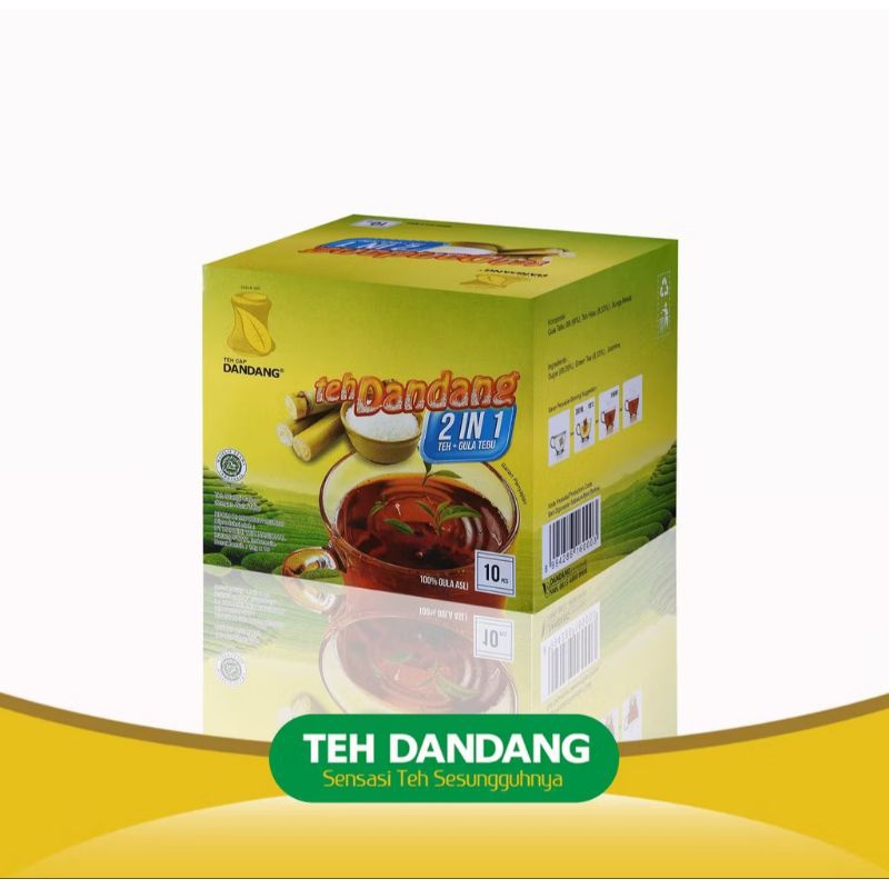 

teh dandang celup 2 in 1 - teh + gula tebu ( 1box = 10renceng ) berhadiah gelas cantel besar