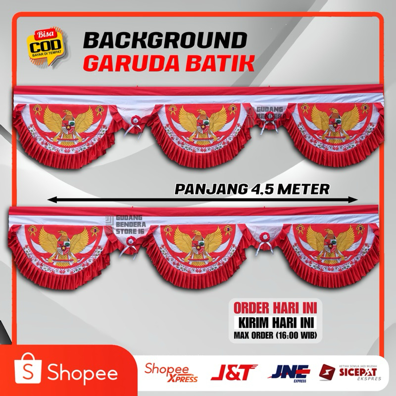 BENDERA BACKGROUND BATIK 5 GELOMBANG PANJANG -+ 4,5M