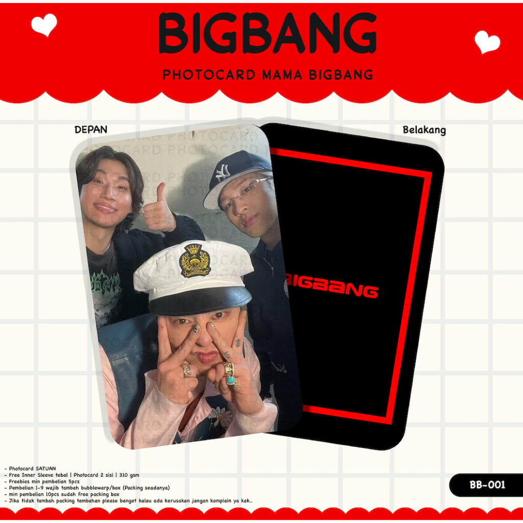 (PC) PHOTOCARD BIGBAG GDRAGON TAEYANG DAESUNG Ubermensch KOLEKSI UNOFFICIAL FANMADE