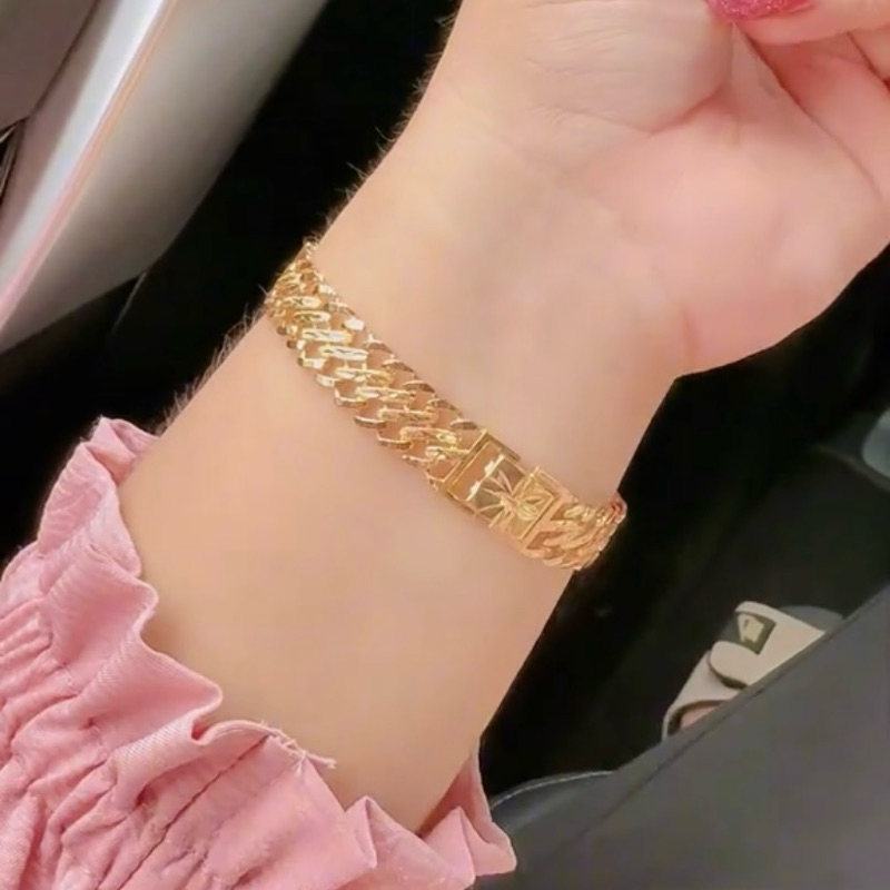 Gelang Tangan Rantai Lipan Garis Miring Kecil Xuping Titanium Trend Viral Elegan Wanita Dewasa Fleks