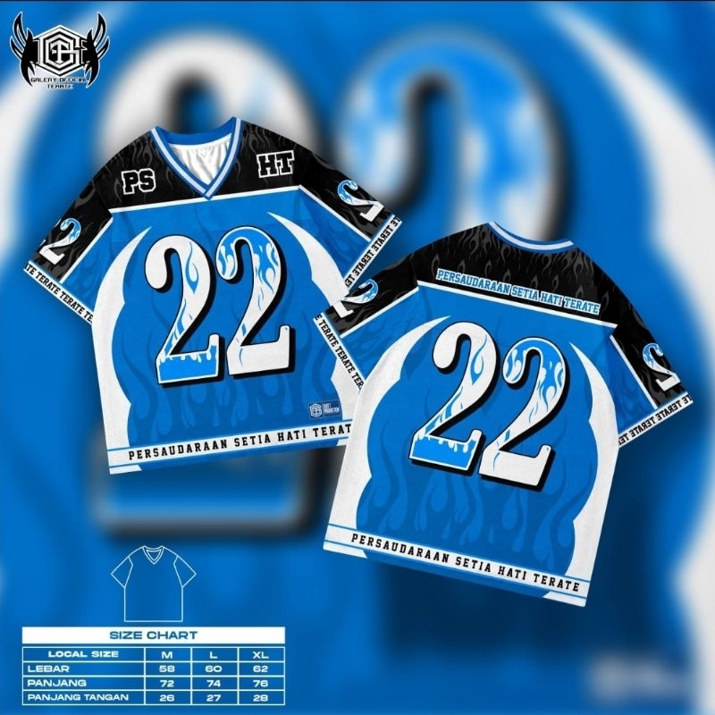 JERSEY PSHT 22 VINTAGE BIRU HITAM BAJU JERSEY UNISEX
