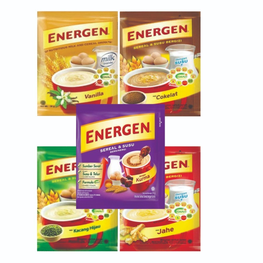 

Energen all varian (jahe,coklat,vanilla,kacang hijau) Energen Sereal