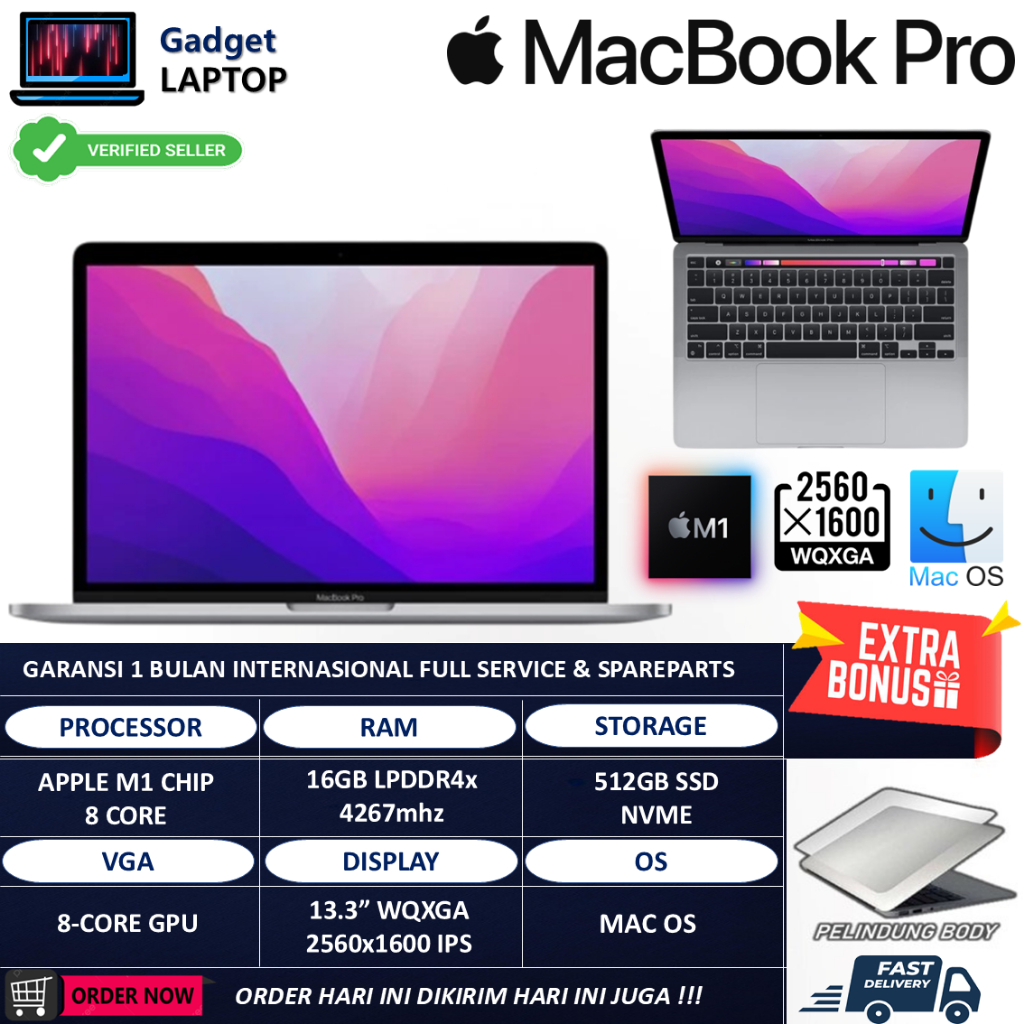 Macbook Pro 13 MYDA2 M1 16GB 512GB 13.3 Inch Liquid Retina Silver