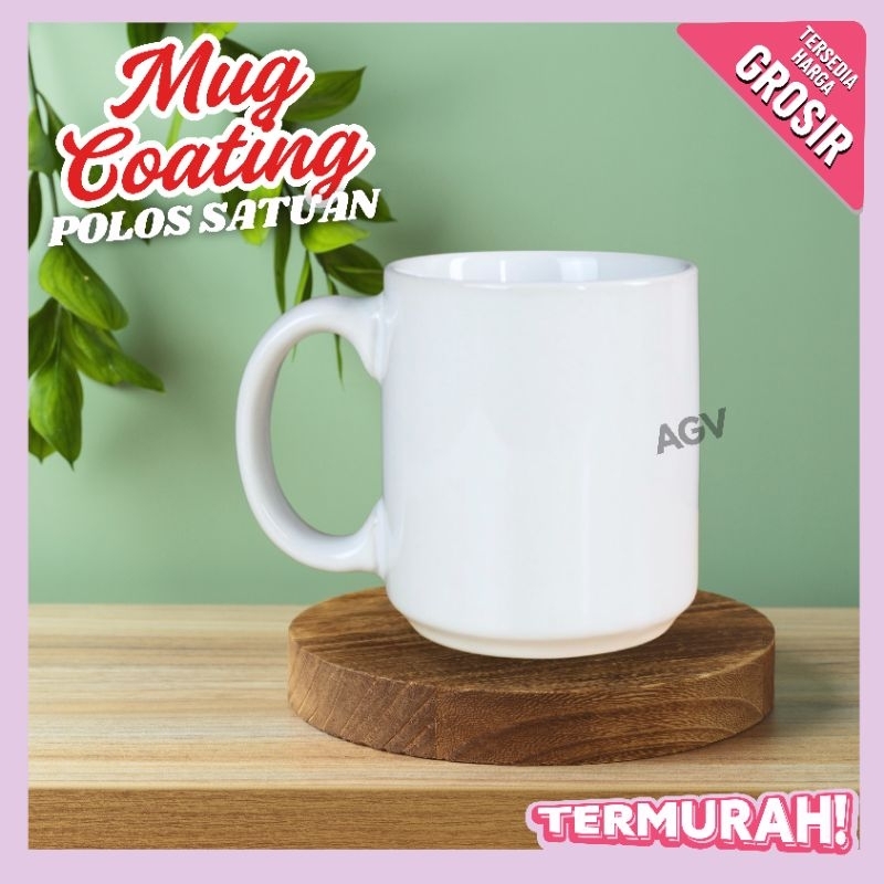 Mug Polos Coating | Mug Keramik Coating Untuk Sublim | Mug Sublim | Mug Coating Satuan Untuk Belajar