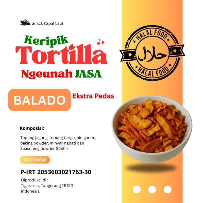 

Keripik Tortilla Ngeunah JASA – Balado Ekstra Pedas| 220g / 350g / Toples 1300ml