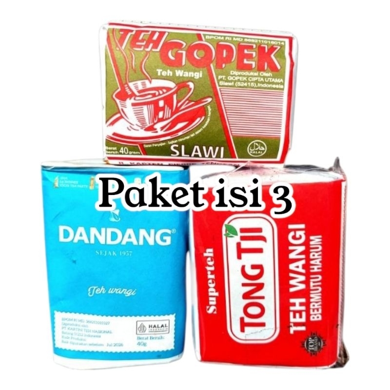 

Paket isi 3 Gopek Dandang Tong Tji teh khas solo