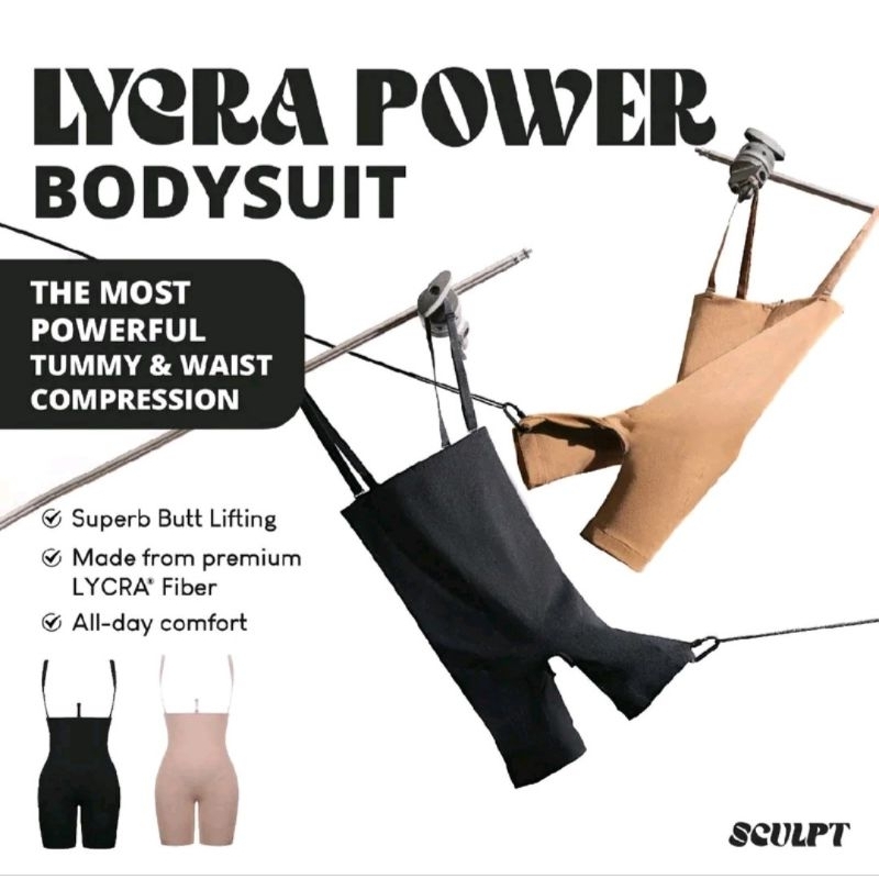 Sculpt Lycra Power Bodysuit Seamless Shaper Corset ukuran M/L warna Cream Korset Wanita bahan Lycra