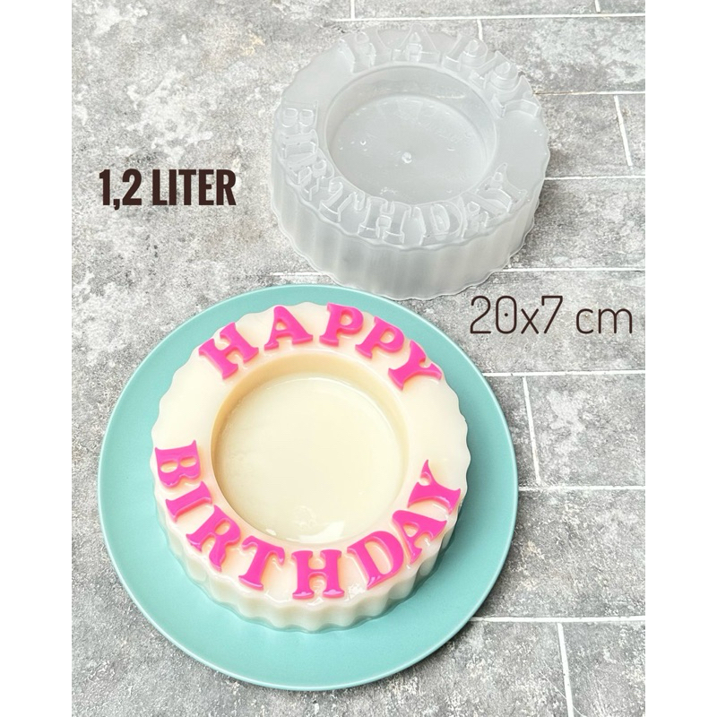 Cetakan Puding Happy Birthday Cetakan Agar Ulang Tahun 20CM Cetakan Bolu Kukus