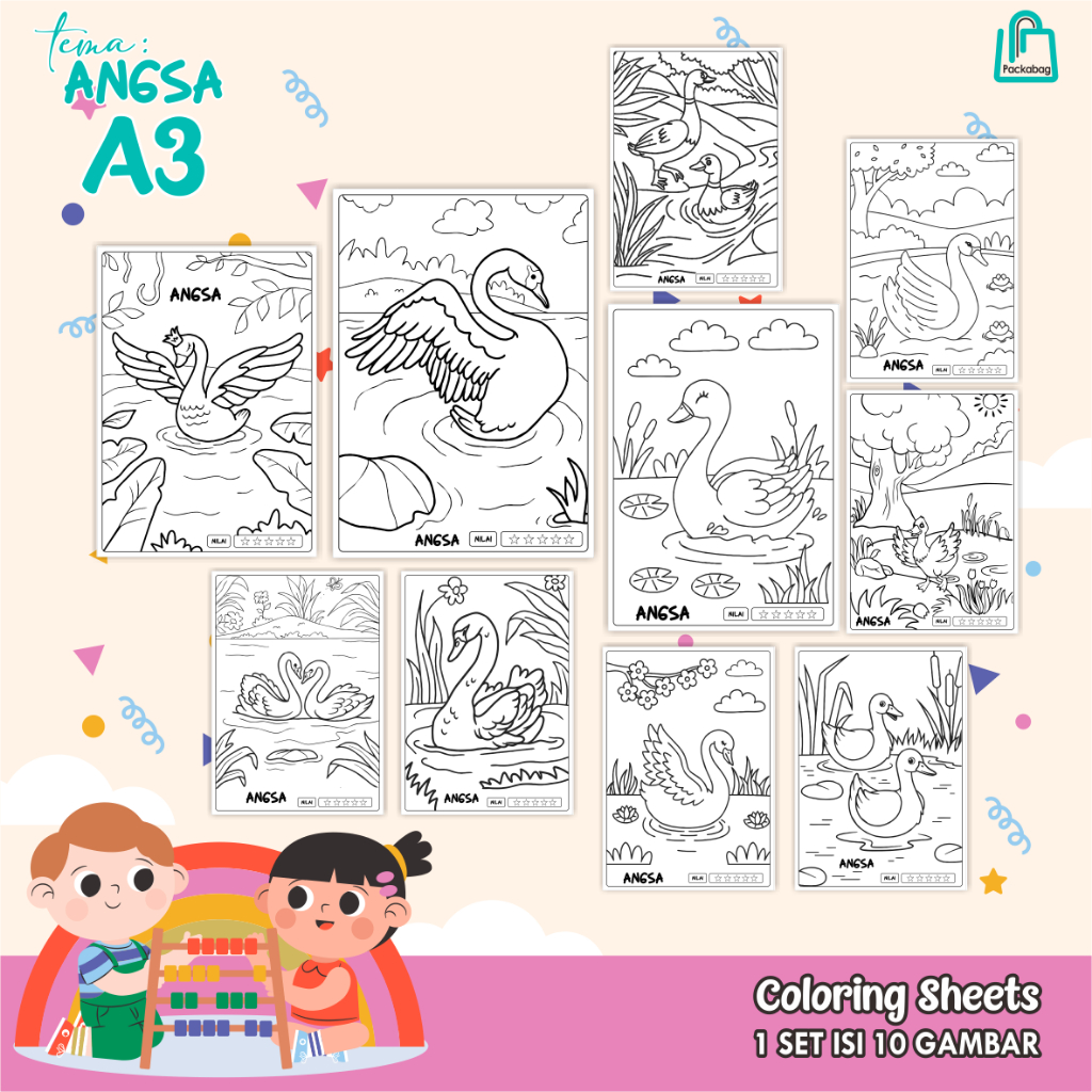 

KERTAS MEWARNAI ANAK – 10 LEMBAR UKURAN A3 – COLORING SHEETS ANGSA EDUKATIF UNTUK PAUD/TK