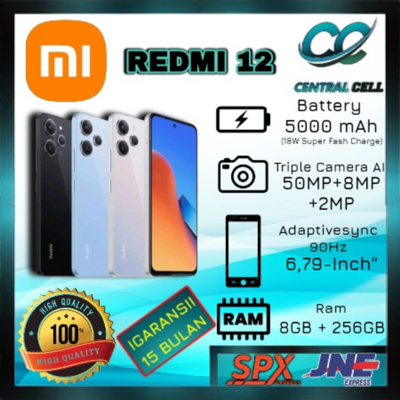 [NEW] HP XIOMI REDMI 12 Ram 8+256GB (Camera 50MP + Display 6,79 FHD + Fast Charging 15 Watt + Batter