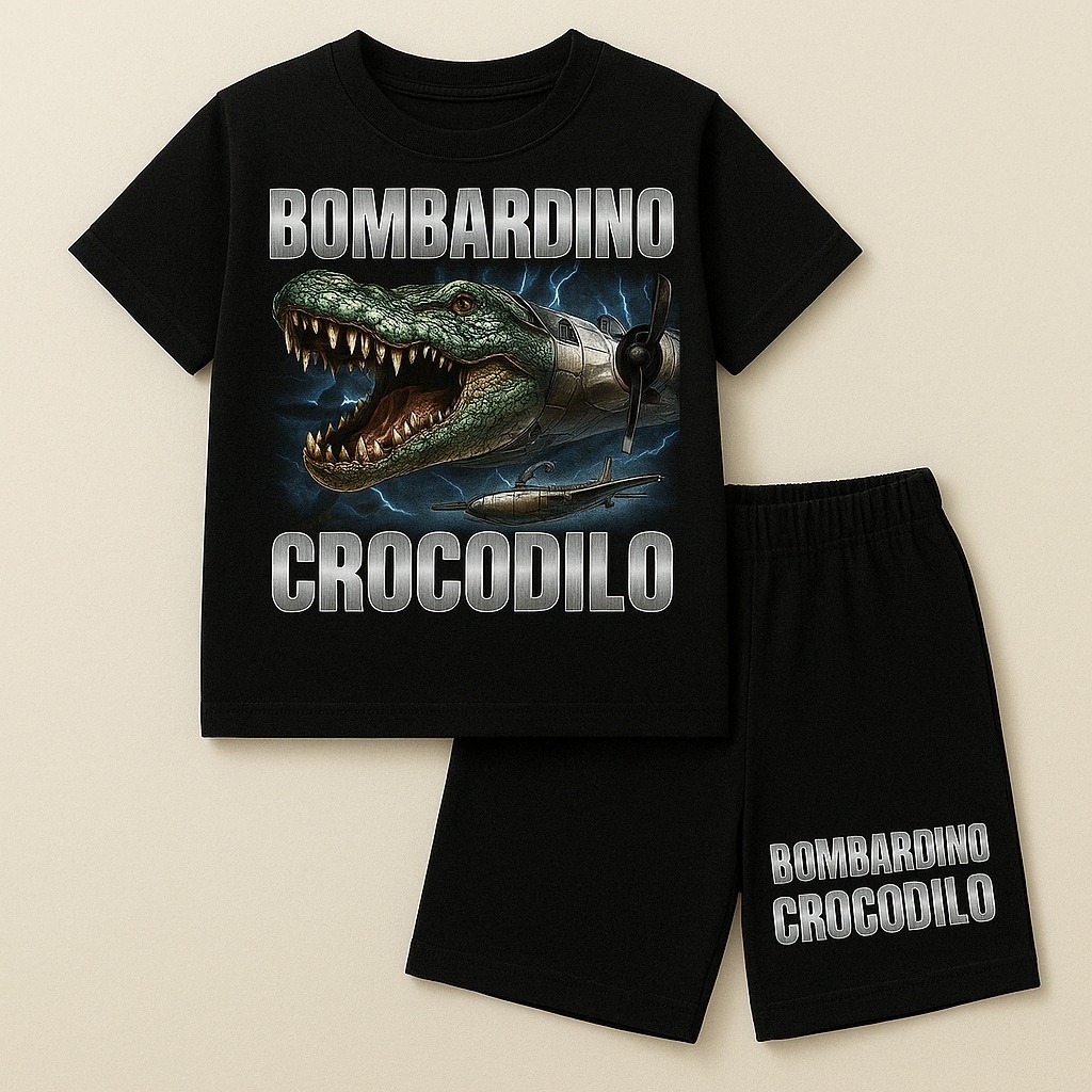 SETELAN BAJU ANAK BOMBARDINO CROCODILO BUAYA HELIKOPTER