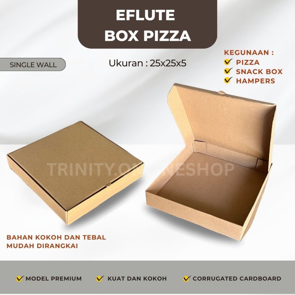 

Kotak Pizza Eflute 25x25x5 | Dus Pizza Bahan Eflute