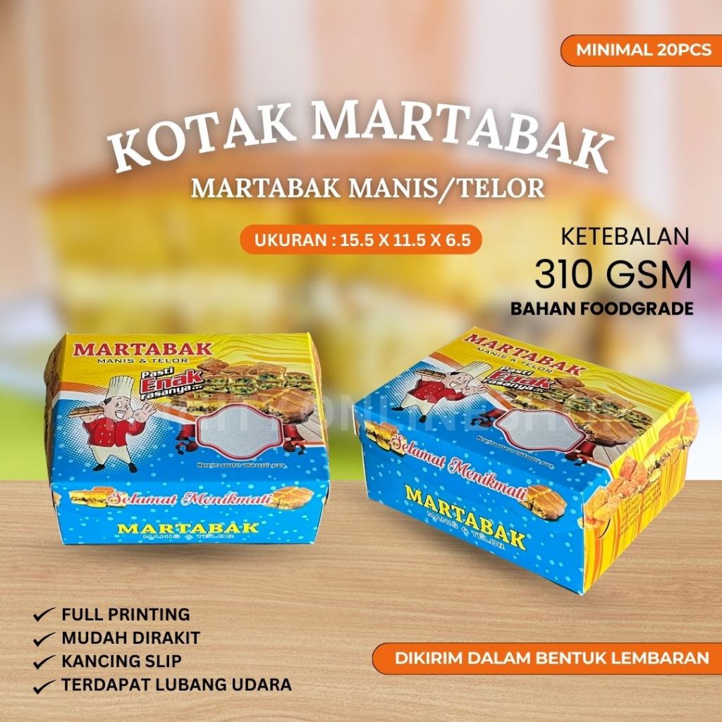 Kotak Martabak Full Printing Model Renda 16x12x6.5 | Kota Martabak Manis | Kotak Martabak Asin | Kot