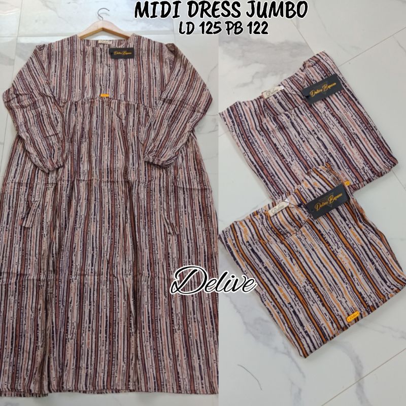 Midi Dress Rayon Motif salur//Midi Dress Rayon jumbo//Homey Dress Rayon//Midi Dress jumbo//Midi jumb