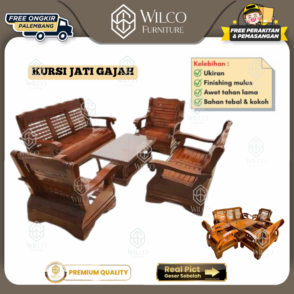 Kursi Tamu Jati Gajah + Meja / Sofa Sudut Jati Ukir Jepara / Kursi Tamu Jati Gajah Jepara / Kursi Je