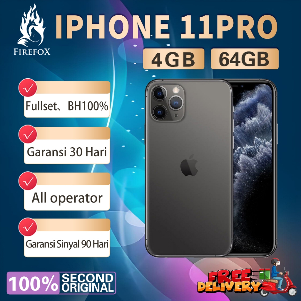 iPhone 11Pro 64GB Second BEKAS ORIGINAL100% INTER 5.8"OLED-Ori FULLSET Mulus Like New Smartphone