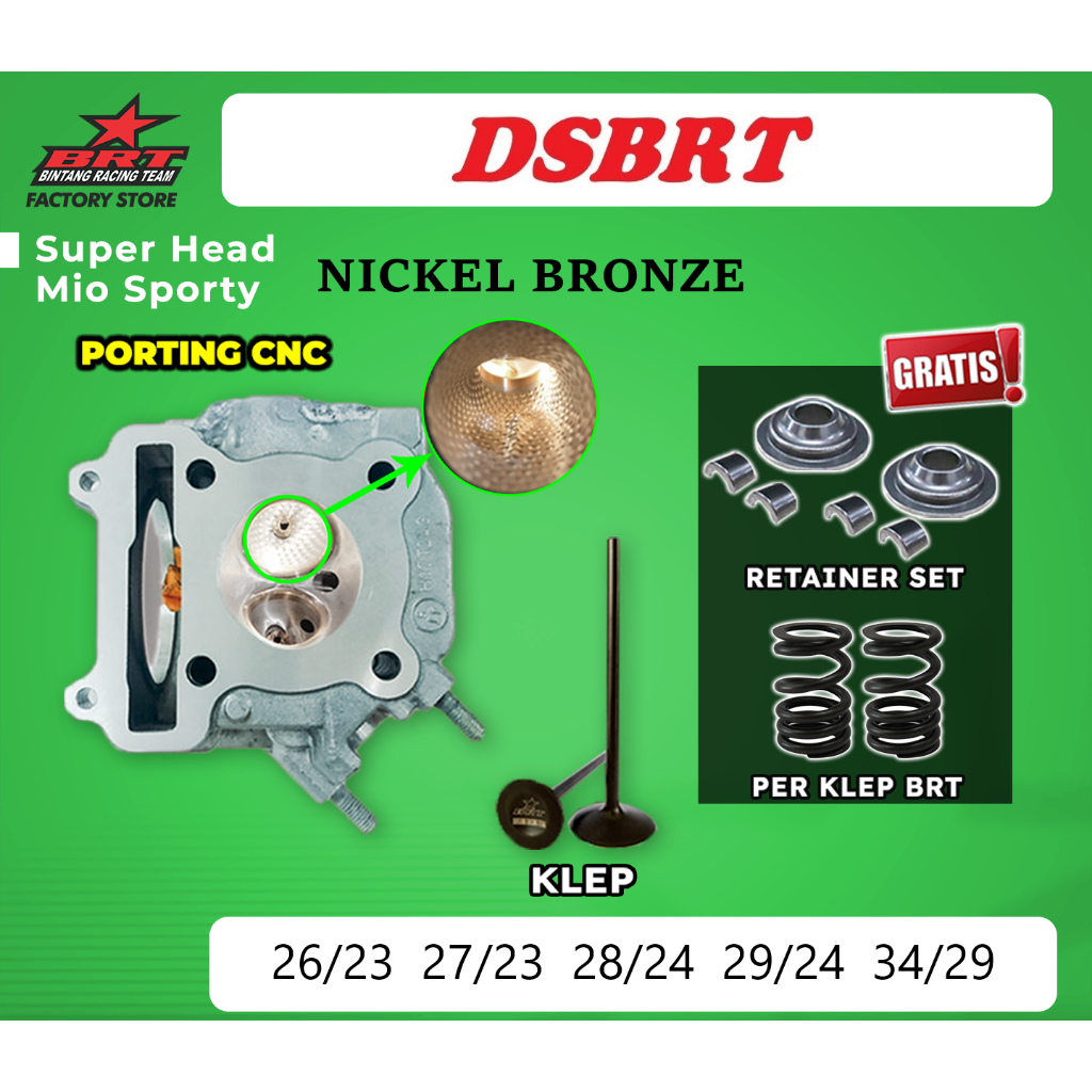 HEAD BRT MIO NOUVO FINO PORTING CNC Klep 34 29 29 24 28 27 24 26 23 MIO OLD SPORTY SOUL KARBU SMILE