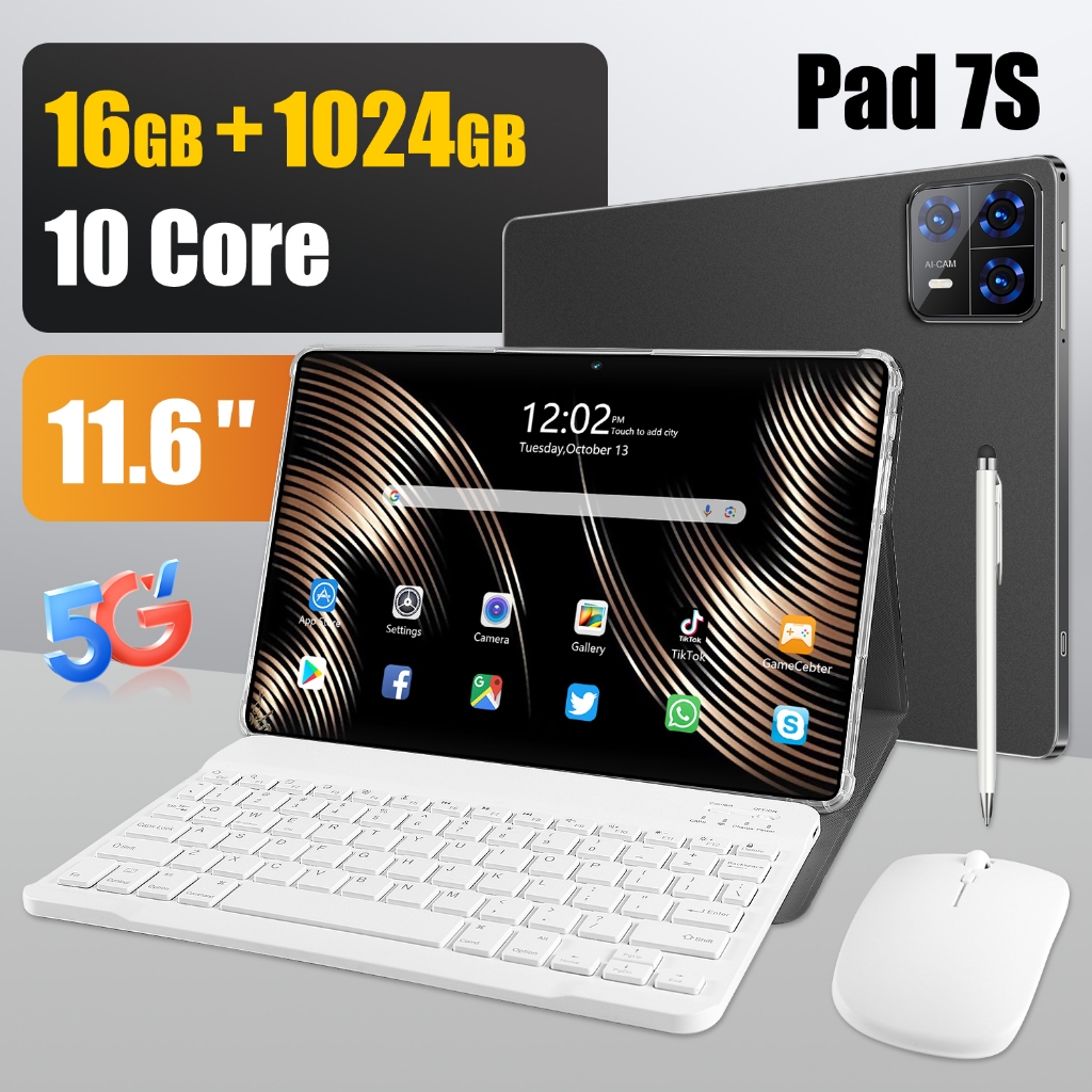 Tablet Pad 7S | RAM 16GB + 1024GB ROM | Tablet + Mouse + Keyboard | 5G Dual SIM Wifi | Layar besar