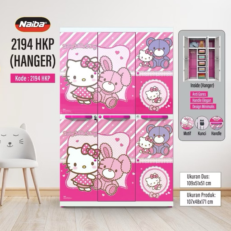 CARGO- LEMARI PLASTIK NAIBA MEGA 2294 3 PINTU KARAKTER UMUM