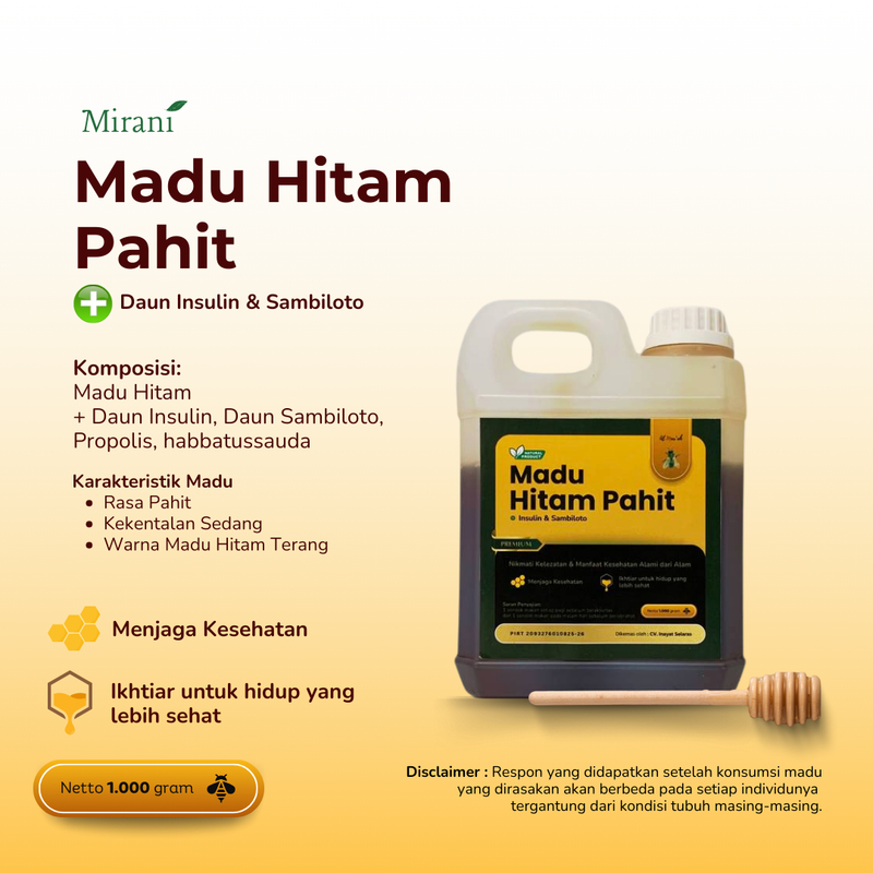 

Mirani - Madu Hitam Pahit Al Mar ah 1kg Premium
