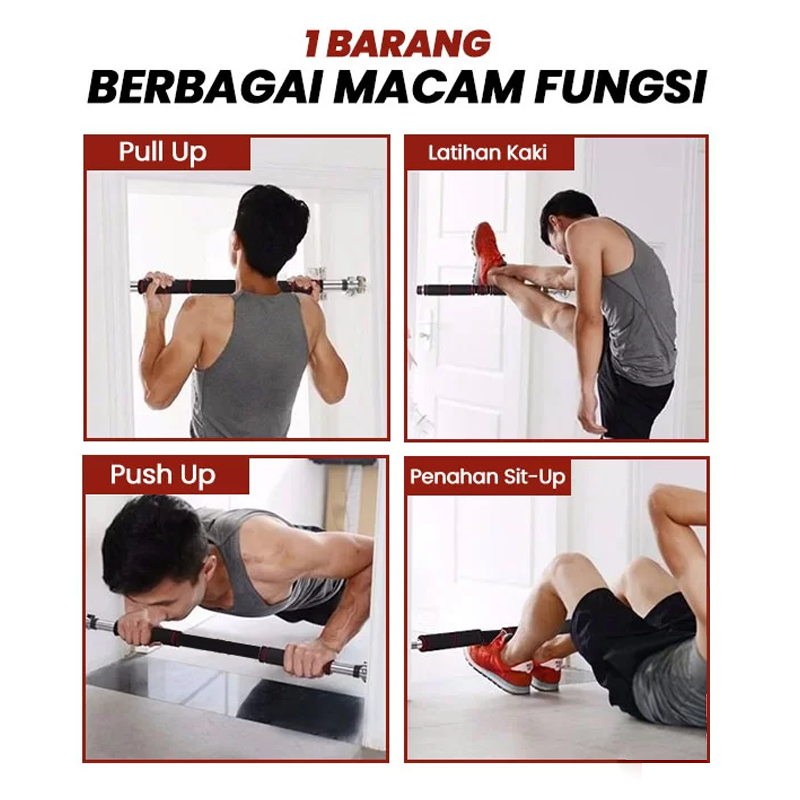 Door Chinning Bar Alat Olahraga Rumah Pull Up Bar Tiang Fitness Otot Lengan Dada 60-100 cm