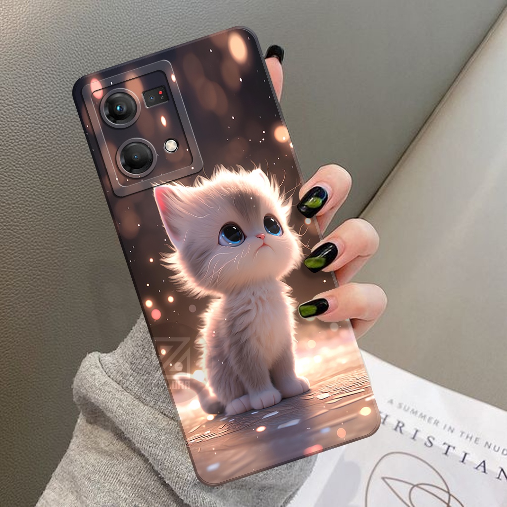 Case Oppo Reno 7 4G - Fashion Case Kucing - ZELORA - Sofcase Oppo Reno 7 4G - Casing Oppo Reno 7 4G 