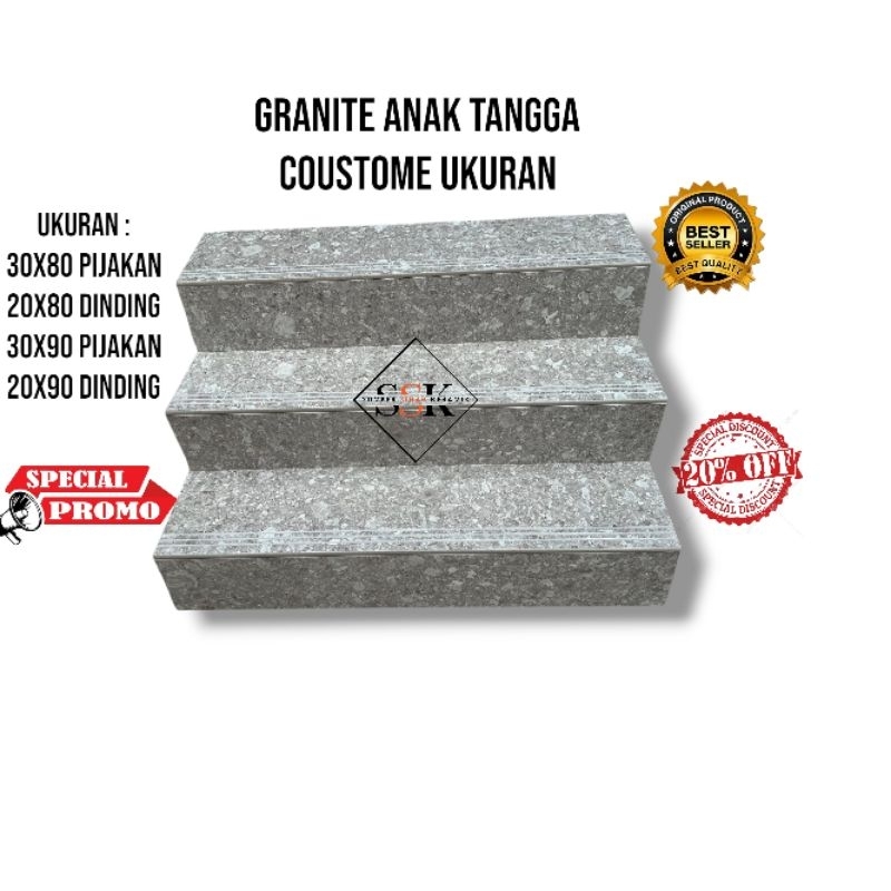 Granite Tangga 30x80 20x80 | 30x90 20x90 | Terazzo Grey | Niro