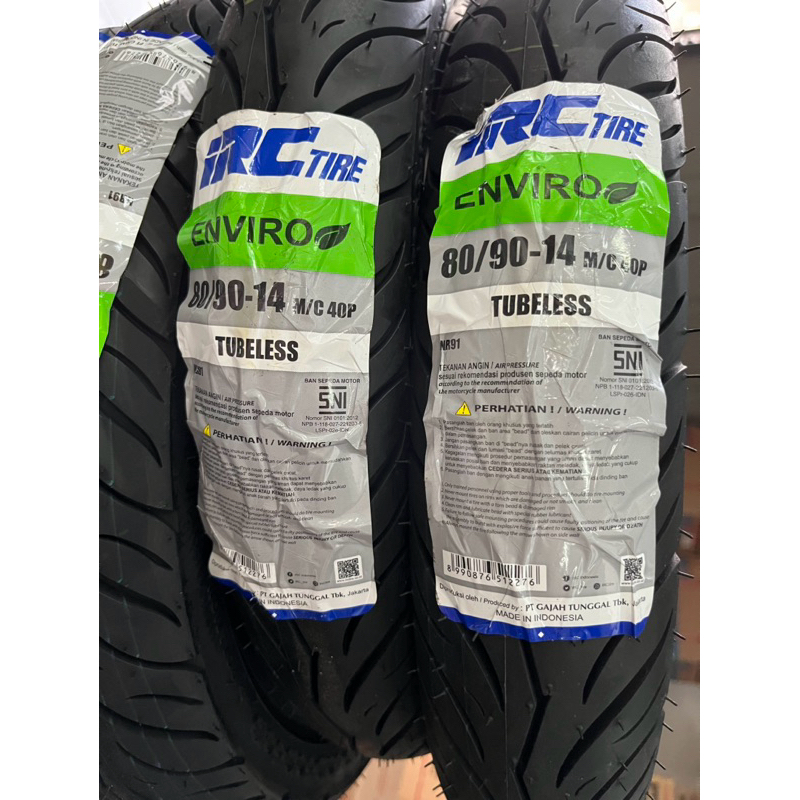 Ban Luar Ring 14 IRC 80/90-14 Enviro (Tubeless)