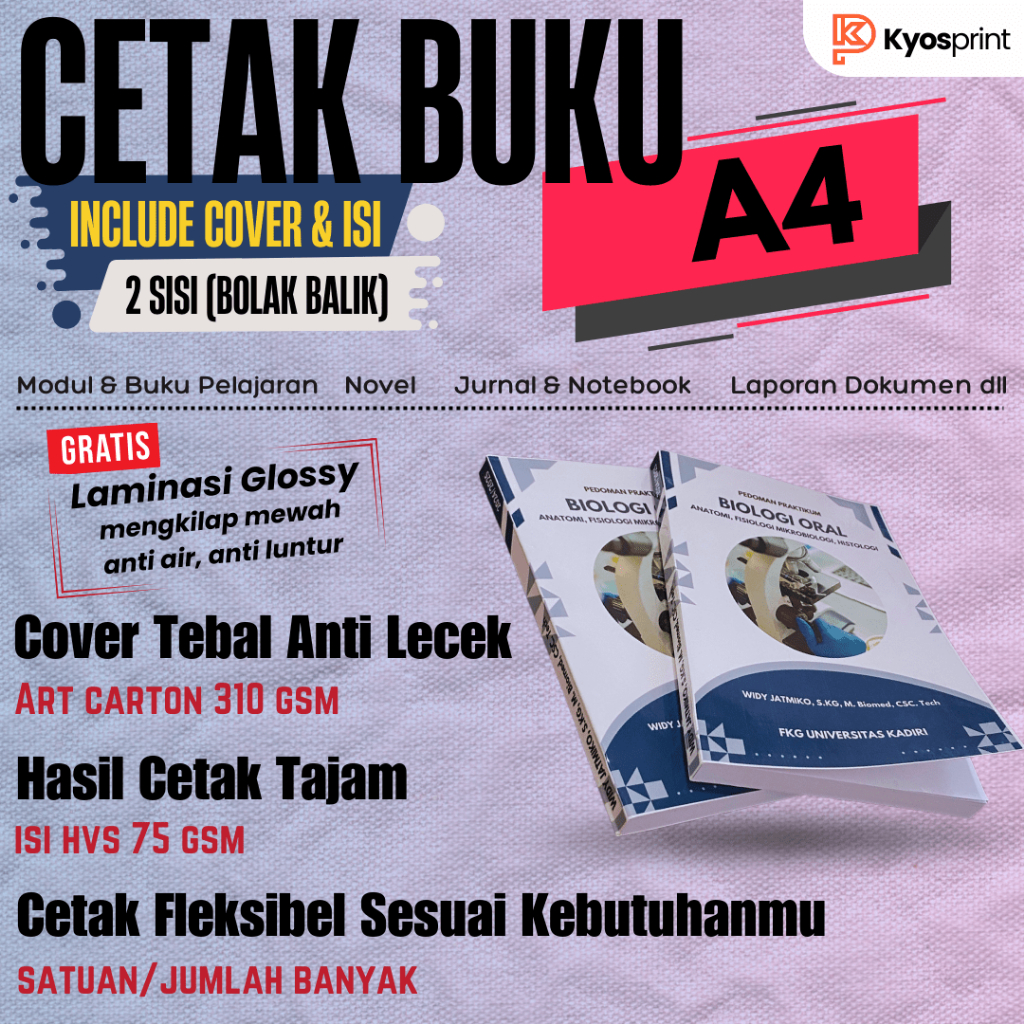 

CETAK BUKU SOFTCOVER A4 MURAH TEBAL INCLUDE ISI & COVER (VARIASI HAL BOLAK BALIK)