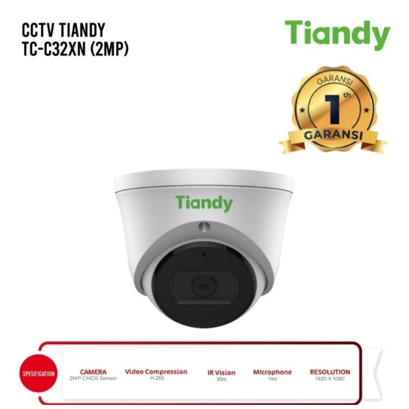 IP Camera CCTV Tiandy TC-C32XN 2MP Audio PoE ONVIF IR Indoor Turret