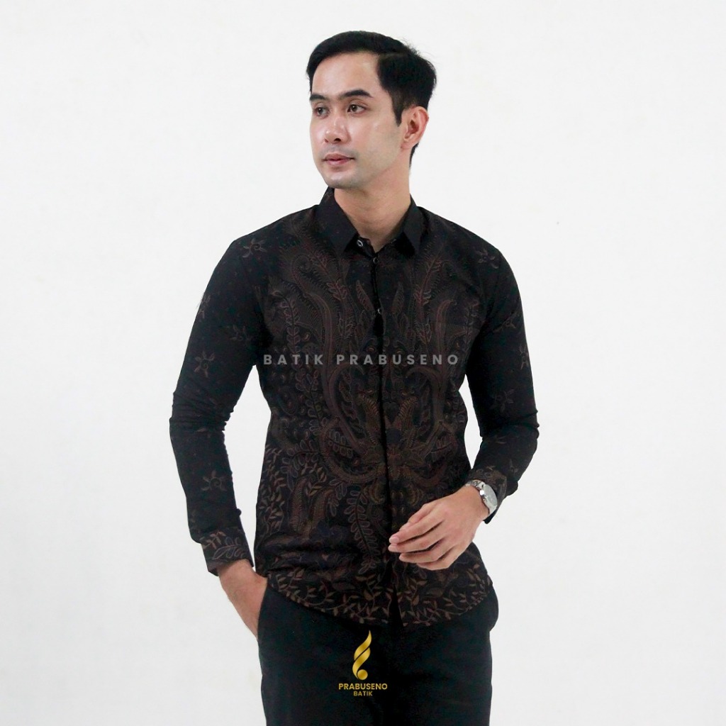 WARDANA Baju Kemaja Batik Pria Lengan Panjang Slimfit Slim Fit Original Prabuseno Official Kain Katu