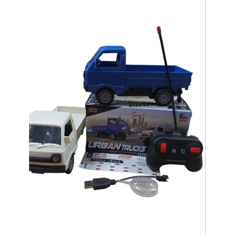 Mainan Mobil Remot Pickup/Bak Keluar Asap Mobil Angkut Barang Remot Control Rc Pickup Baterai Charge
