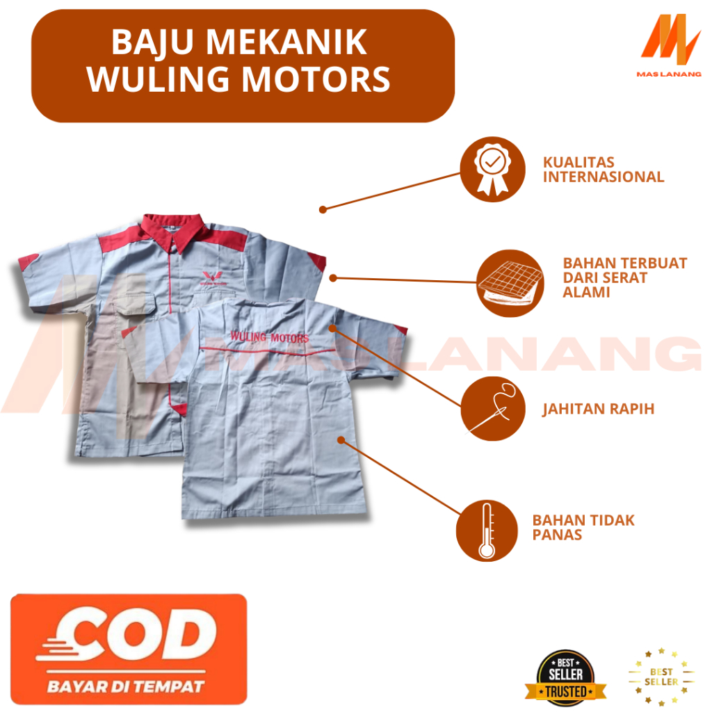 Baju Wuling Mobil | Baju Mekanik Wuling | Baju Abu Wuling | Kemeja Abu Wuling | Baju Mekanik Wuling