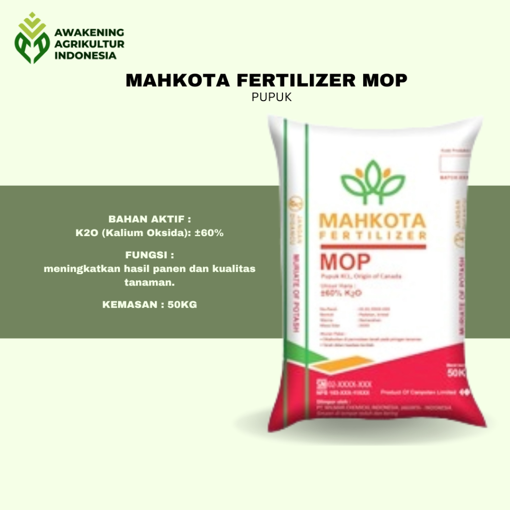 Pupuk KCL MOP Mahkota Kemasan 50 kg