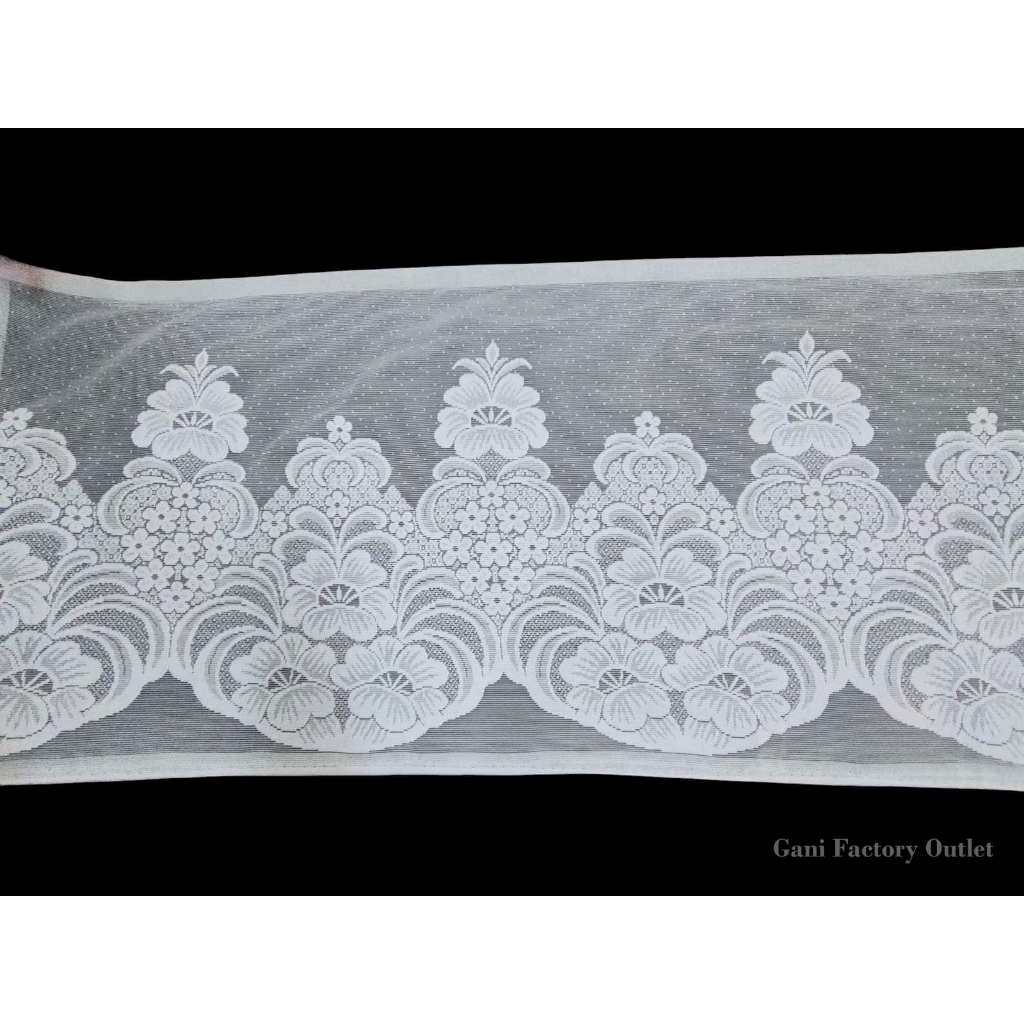 Vitrage Poni Renda Meteran Pinggiran Meja Hias Ukuran 50 cm Bahan Kain Polyester Kode 1579