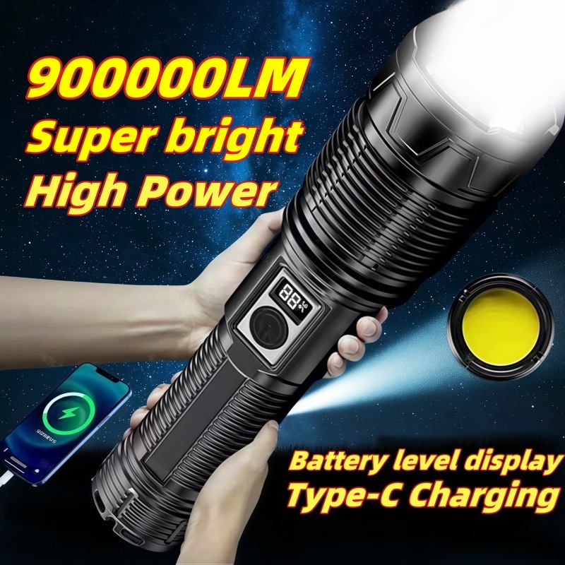 Besar Tampilan Digital Senter Led Tactical 100000 Lumens Xhp 50 - Kualitas Cahaya Super Terang Sente
