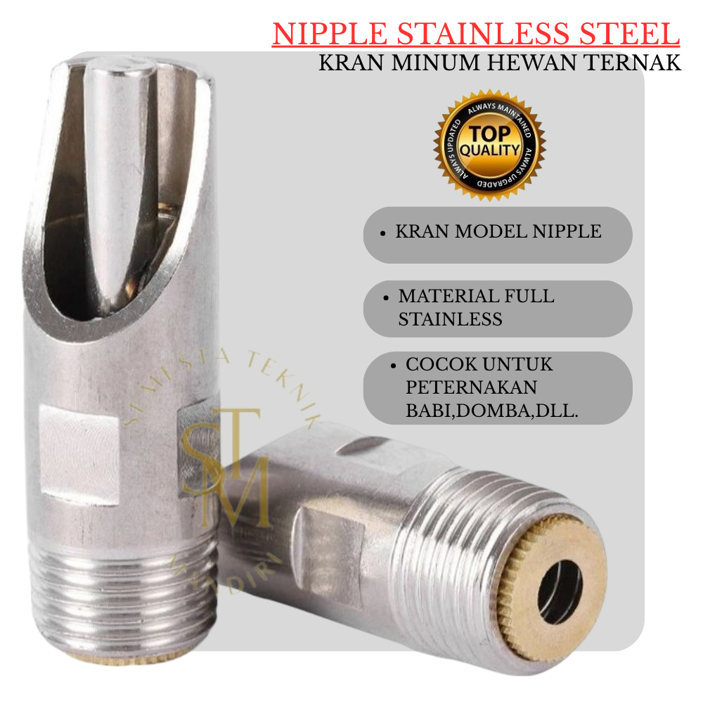 Alat Minum Dot Hewan Ternak Babi Kambing Sapi / Nipple Babi Stainless Steel Nepple Drinker
