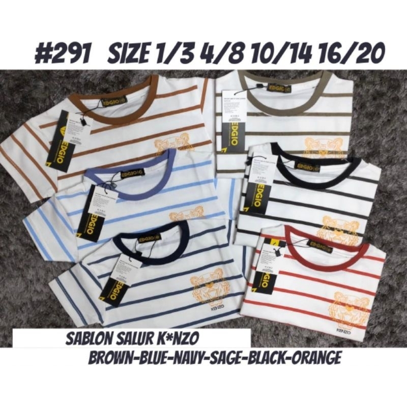 Di obral ngabisin Stock.Edgio kaos oblong salur anak motif kenzo