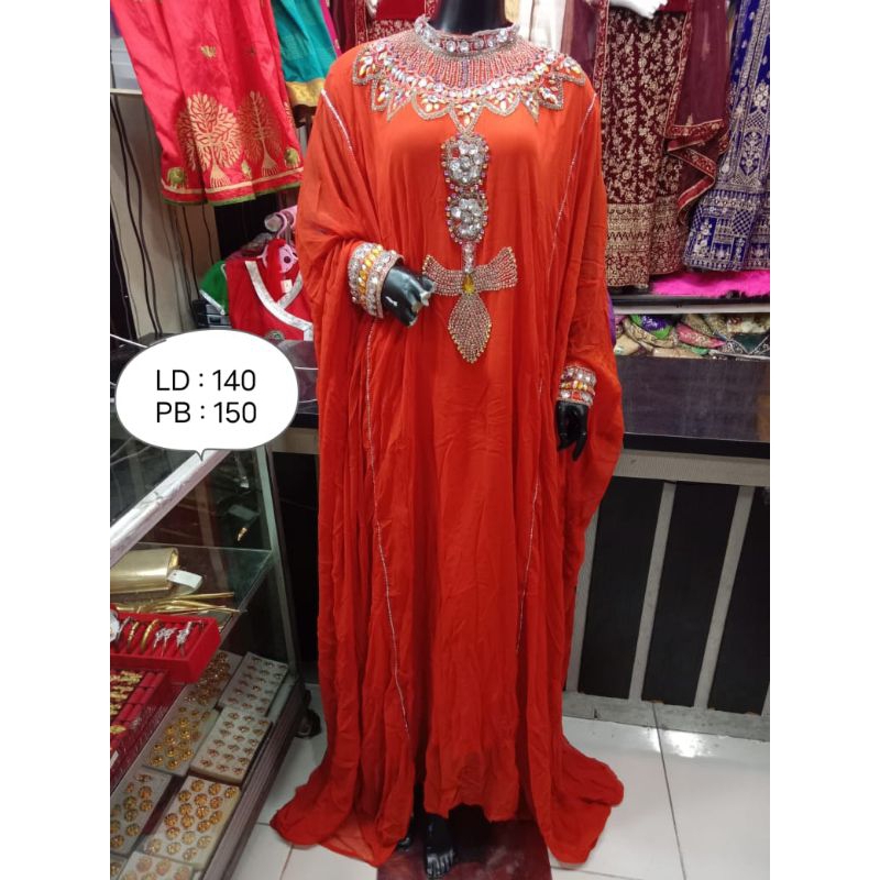 #TjM144 Original Kaftan Caftan Swarovski Swarovsky Premium Mewah Lebaran Ramadhan 2024 India