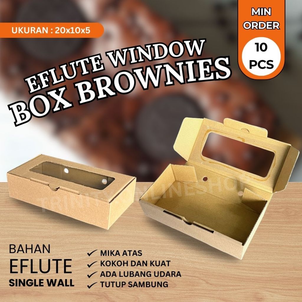 

Kotak Eflute Brownies 20x10x5 Tutup Sambung Kotak Snackbox Ukuran 20x10 Eflute Window Atas